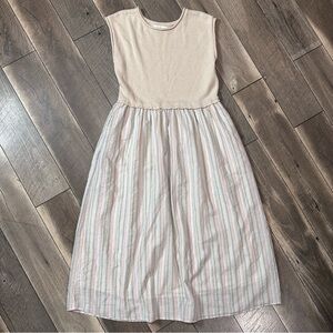 In February Knit Striped Skirt Pocketed Sleeveless Oversized Midi Dress